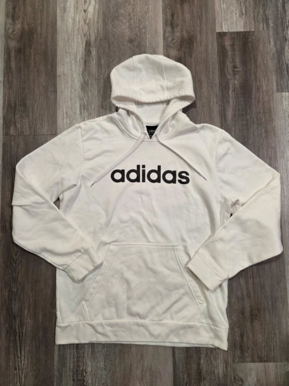 White Adidas Athletic Wear Spellout Hoodie Men's L